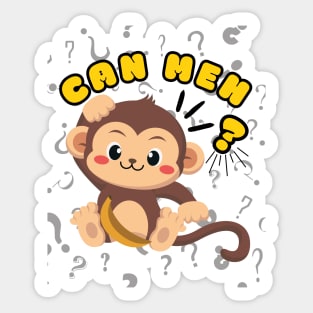 Funny Monkey Can Meh Question Mark Singlish Sticker